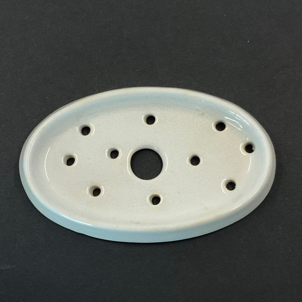 Vintage Unbranded Ironstone Oval Ceramic Drainer Insert Antique White 4.5x3in